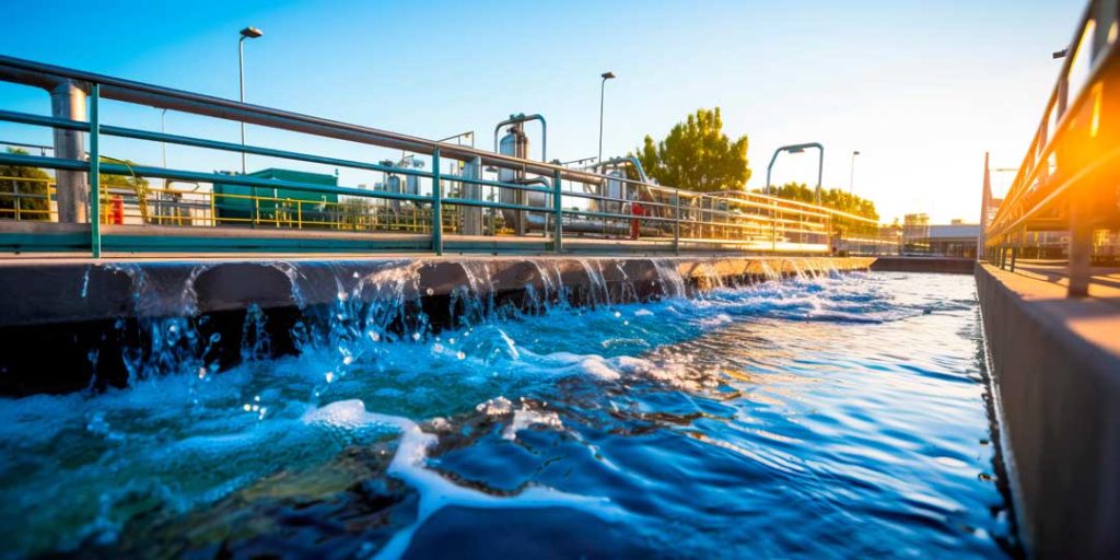 Industrial Wastewater Treatment Plant Purifying Water Before It Is Discharged. Generative Ai